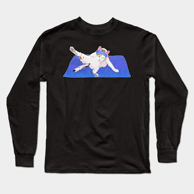 Yoga cat Long Sleeve T-Shirt by vixfx